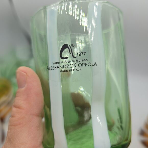 2 NWT Arte di MURANO Alessandro Coppola | Mercari Murano Italy Alessandro Coppola Green Swirl Cocktail Glasses 10 oz Set of 2 NEW